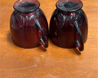 Lot 680: Pair of Amethyst Pressed Glass Cups and Saucers (photo 7)