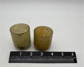 Lot 0318: Chinese Carved Hardstone Cylindrical Cups, Pair (photo 4)
