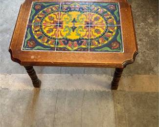 Lot 0231: Spanish Revival Polychrome Tile-Top Side Table (photo 4)