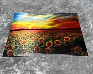 Lot 783: Lenticular 3D Print, Sunflower Field at Sunset, 12×15 in (photo 3)