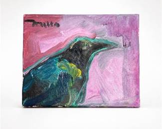 Lot 930: Jose Trujillo Oil on Canvas, Crow, 2017, 8 × 10 in — current bid $7