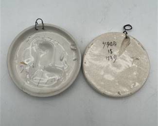 Lot 011: Pair of Italian Glazed Earthenware Wall Plaques (photo 6)