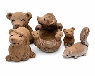 Lot 0217: Hand-Sculpted Stoneware Bear & Squirrel Figures by Margaret Hudson, 5 — current bid $8