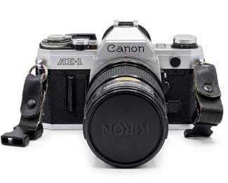 Lot 0193: Canon AE-1 35mm SLR Camera with Kiron Zoom Lens — current bid $39