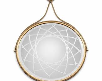 Lot 0164: Bombay Company Round Rope-Twist Wall Mirror, 37" — current bid $5