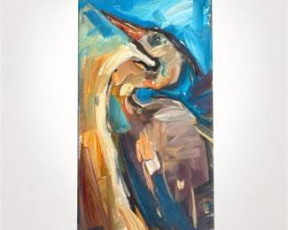 Lot 944: Jose Trujillo "Crane" Oil on Canvas, 2019 — current bid $8