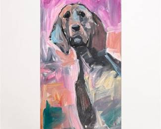 Lot 950: Jose Trujillo Oil Painting "My Best Friend," 10 × 20 in — current bid $28