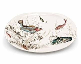Lot 0926: Johnson Brothers "Fish" Pattern Earthenware Oval Platter — current bid $36