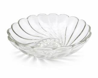 Lot 0359: Pressed Glass Swirl Bowl with Scalloped Petal Rim — current bid $5