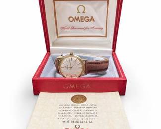 Lot 967: Omega Automatic Dress Wristwatch with Box & Guarantee — current bid $195
