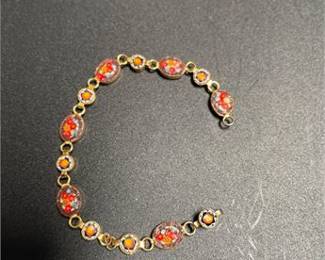 Lot 960: Italian Glass Micromosaic Floral Link Bracelet, Gilt Metal (photo 3)