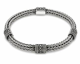 Lot 664: Balinese-Style Woven Chain Bracelet with Granulation — current bid $5
