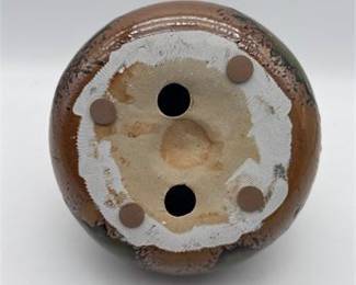 Lot 0198: Ceramic Pear Figurine, Mottled Glaze, Copper Wire Stem (photo 3)