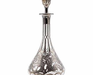 Lot 287: Art Nouveau Silver Overlay Cut-Glass Decanter — current bid $12