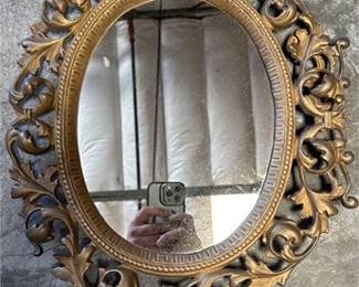 Lot 19: Gilt Cast-Metal Rococo Revival Oval Wall Mirror (photo 2)