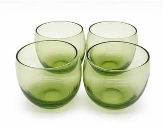 Lot 490: Set of Four Green Glass Roly-Poly Tumblers — current bid $5
