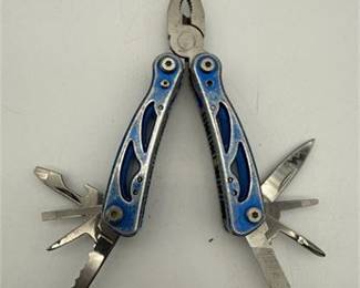 Lot 0417: Unmarked Folding Multi-Tool, Blue Anodized Handles (photo 4)