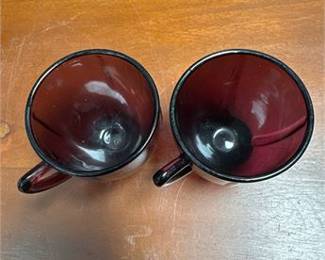 Lot 680: Pair of Amethyst Pressed Glass Cups and Saucers (photo 8)