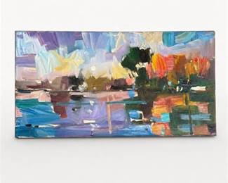 Lot 948: Jose Trujillo Oil on Canvas, Waterside Landscape, 2019 — current bid $12
