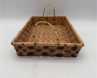 Lot 0249: Handwoven Bamboo & Rattan Twin-Handled Serving Tray (photo 4)