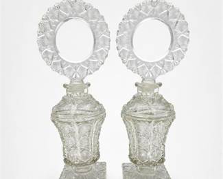 Lot 834: Pair of Pressed Glass Perfume Bottles, Daisy & Button — current bid $5