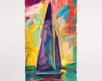 Lot 945: Jose Trujillo "Sunset Sail" Oil on Canvas, 2019 — current bid $10
