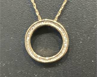 Lot 495: Gold-Tone Open-Circle Pendant Necklace with Accent Stones (photo 2)