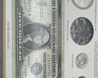 Lot 952: "The Silver Story" Framed U.S. Coin & Currency Display (photo 3)