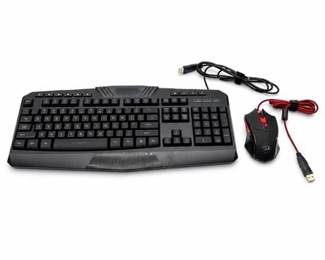 Lot 0210: Redragon S101-3 Wired Gaming Keyboard and Mouse Set — current bid $5