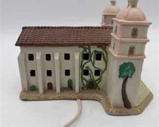 Lot 0317: Midwest Cannon Falls Lighted Ceramic Santa Barbara Mission (photo 8)