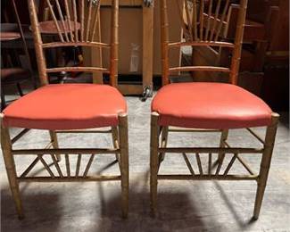 Lot 0159: Pair of Giltwood Faux-Bamboo Side Chairs (photo 5)