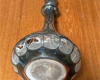 Lot 287: Art Nouveau Silver Overlay Cut-Glass Decanter (photo 3)