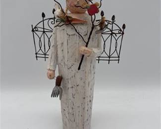 Lot 0463: Primitive Folk Art Garden Angel Figurine, 13 in. (photo 2)