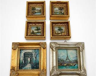 Lot 792: Six Hand-Painted Miniature Paintings, Spain & Paris — current bid $21
