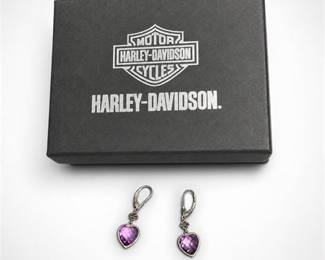 Lot 823: Harley-Davidson Sterling Silver Heart Drop Earrings — current bid $7