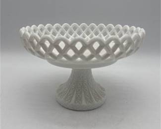 Lot 0301: American Milk Glass Open Lace-Edge Compote, Doric Style (photo 2)