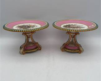 Lot 0313: Victorian Pink-Ground Jewelled Porcelain Comports, Ptn 4343 (photo 5)