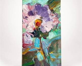Lot 946: Jose Trujillo "Expressive Flowers" Oil on Canvas, 2019 — current bid $14