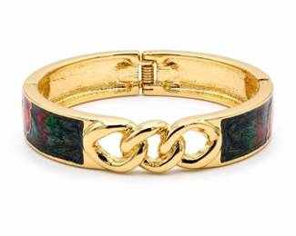 Lot 669: Four Costume Bangles and Evil Eye Bead Bracelet — current bid $6