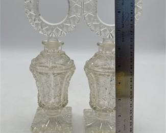 Lot 834: Pair of Pressed Glass Perfume Bottles, Daisy & Button (photo 4)