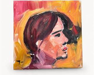 Lot 27: Jose Trujillo Oil on Canvas Portrait, "Beauty," 12×12 in — current bid $5
