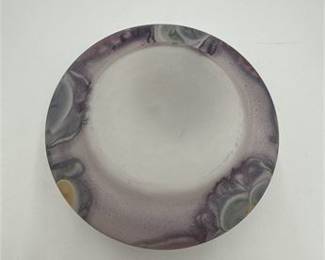 Lot 0528A: Frosted Art Glass Bowl, Rueven Style, Hand-Painted (photo 2)