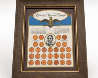 Lot 951: Framed Lincoln Memorial Coinage Cent Display — current bid $7