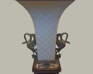 Centerpiece Urn wRaised Lattice Design and Swan Handles