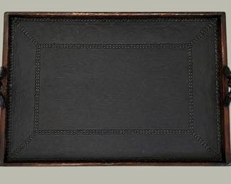 Leather Tray with Glass
