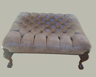 Vintage ChesterfieldStyle Tufted Leather Ottoma