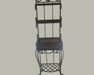 Ornate WroughtIron Style Metal  Wood Bakers Rack