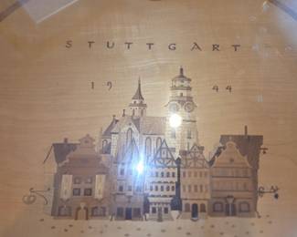 Vintage Buchschmid Gretaux wood inlay table