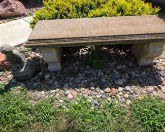 Concrete bench, statuary