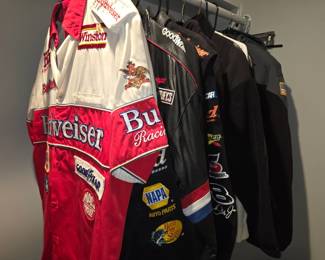 Many, many Nascar racing jackets